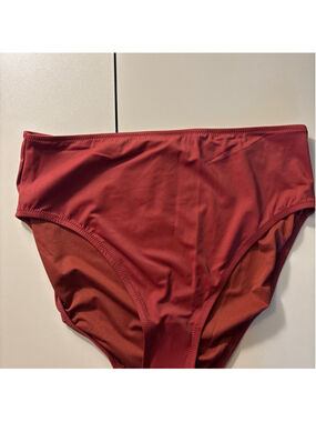 NWT Amazon Essentials Brick Red High Waist Bikini Bottom UPF 50+ - Size L